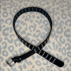 Black Belt with Silver Eyelets